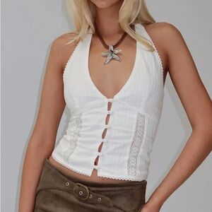 Princess Polly Vayda Halter Top White Size 2